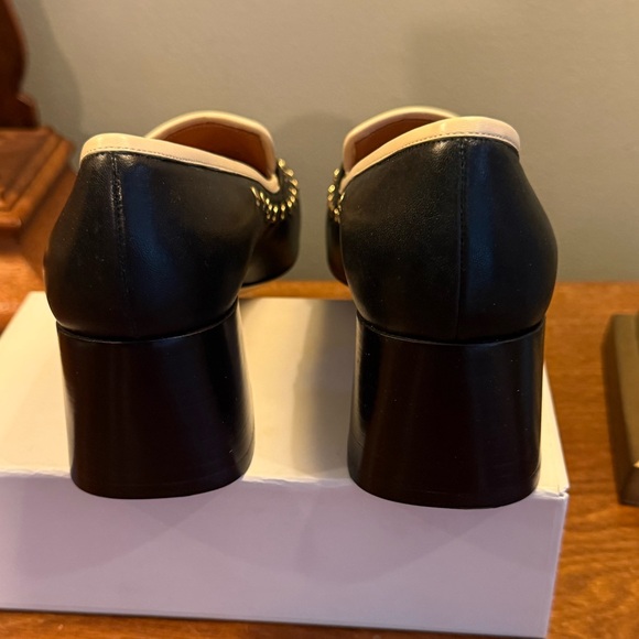 Tory Burch Perfect Black/Dulce De Leche Leather Studded Loafer Heel Size 5 $350 - Picture 10 of 14